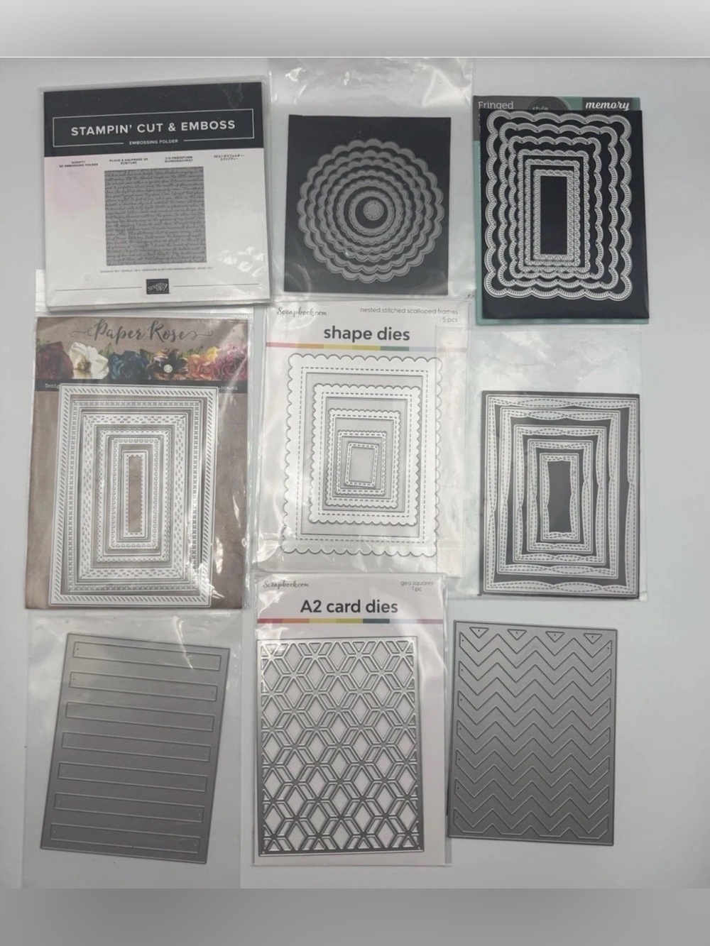 10 Various Craft Cardmaking Scrapbook Dies ets Rectangles Circles Squares Etc.
